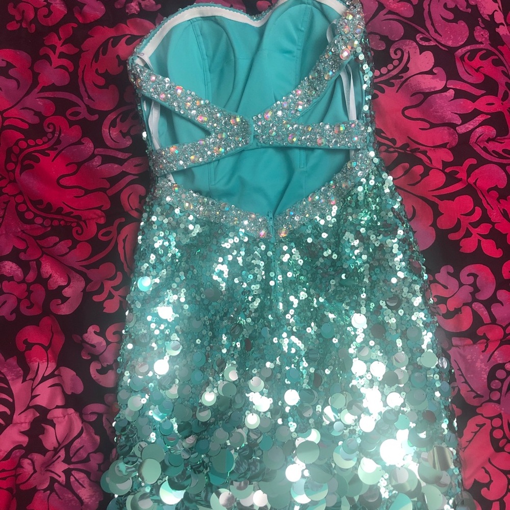 Clarisse Teal sequin homecoming/prom dress